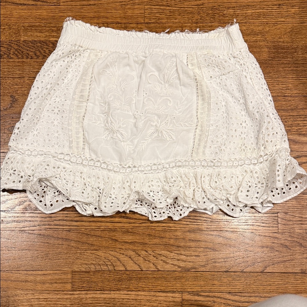 LoveShackFancy Eyelet Mini Skirt